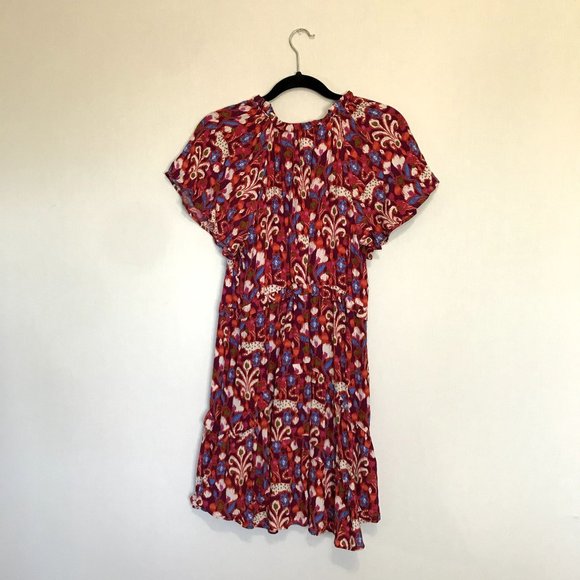 Anthropologie Red and Purple Patterned Dress - Picture 5 of 8